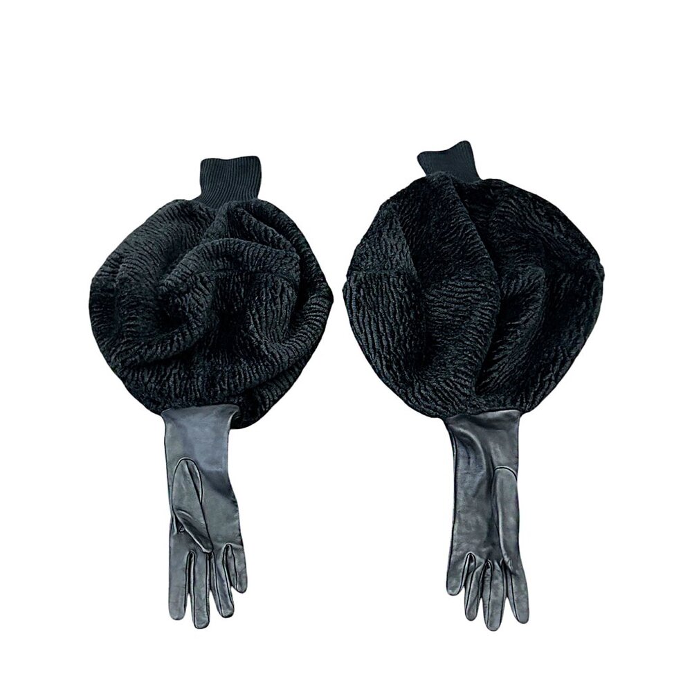 Burberry Black Chenille Puffy Sleeve Gloves (US Size 7) Retail $870